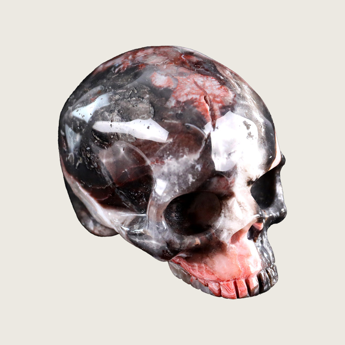 2.8" Red Crazy Lace Agate Jawless skull Carving  #CSC0012
