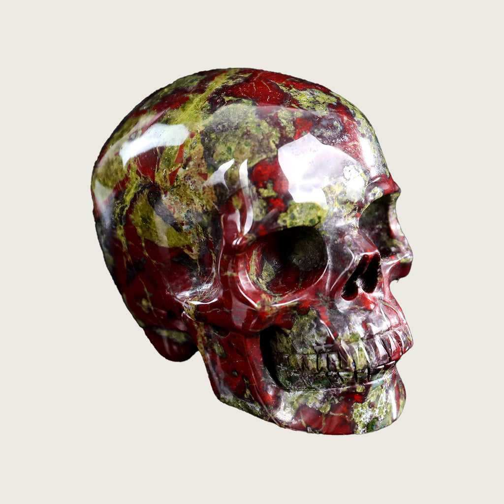3.0" Dragon Blood Jasper Crystal Skull Carving  #SKHDB3001
