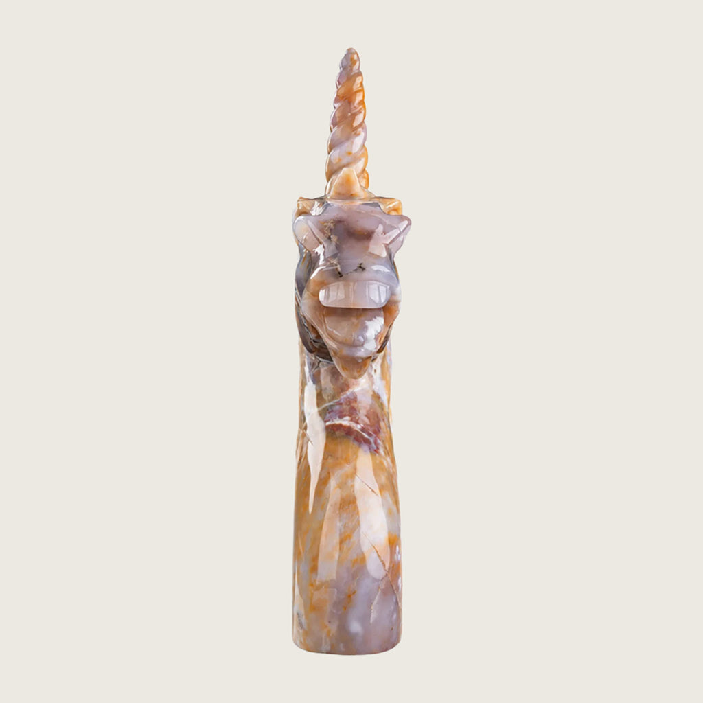 13.0" Yellow Chalcedony Unicorn Head Carving  #CTC0069