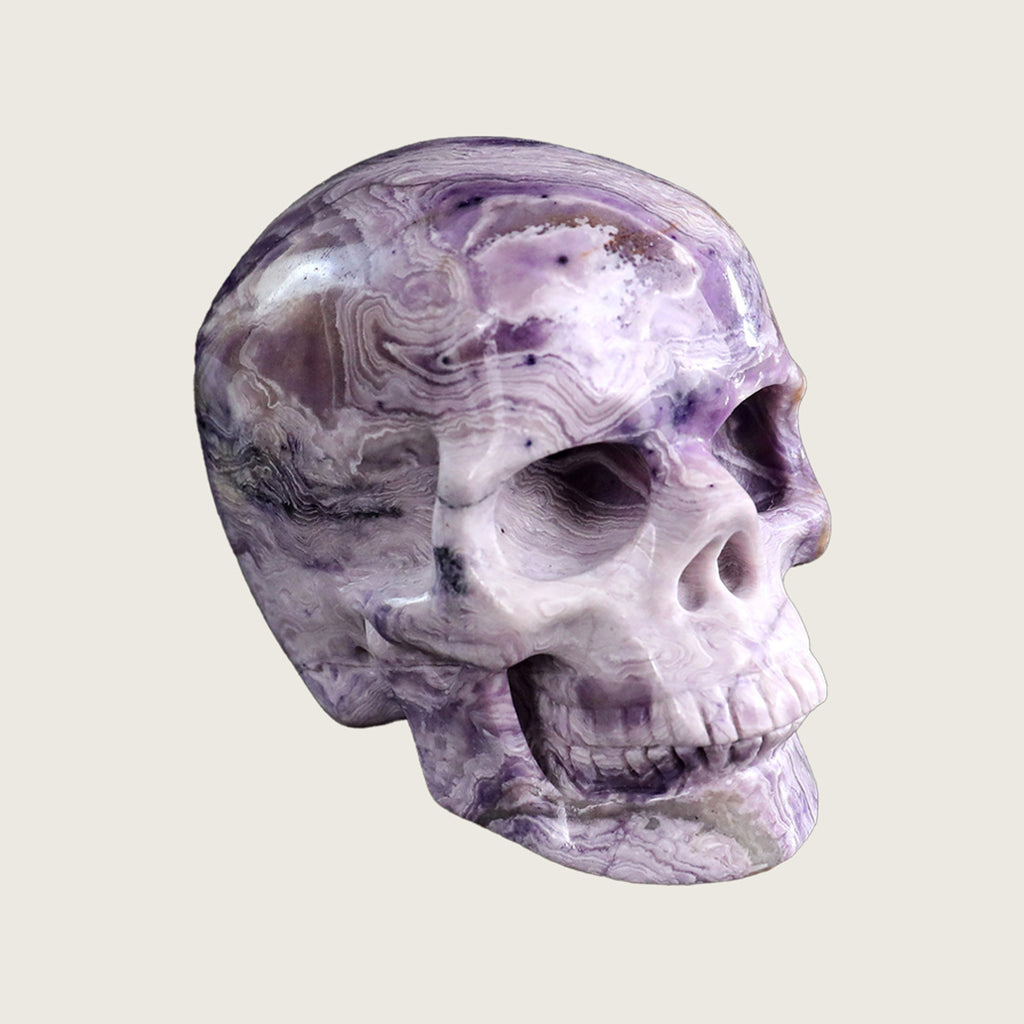 3.0" Purple Malachite Crystal Skull Carving  #SKH30069