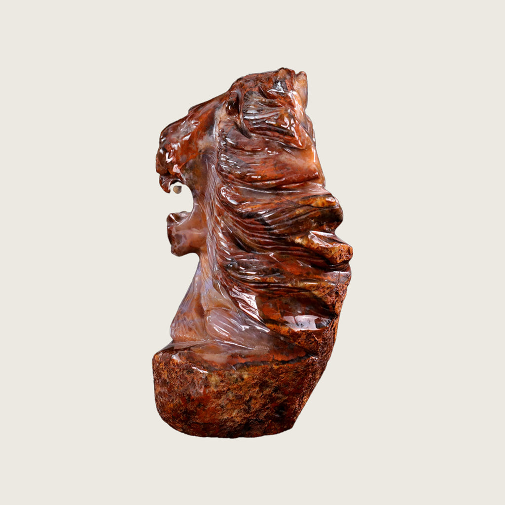 4.8" Chalcedony Jasper Lion Carving  #CTC0057