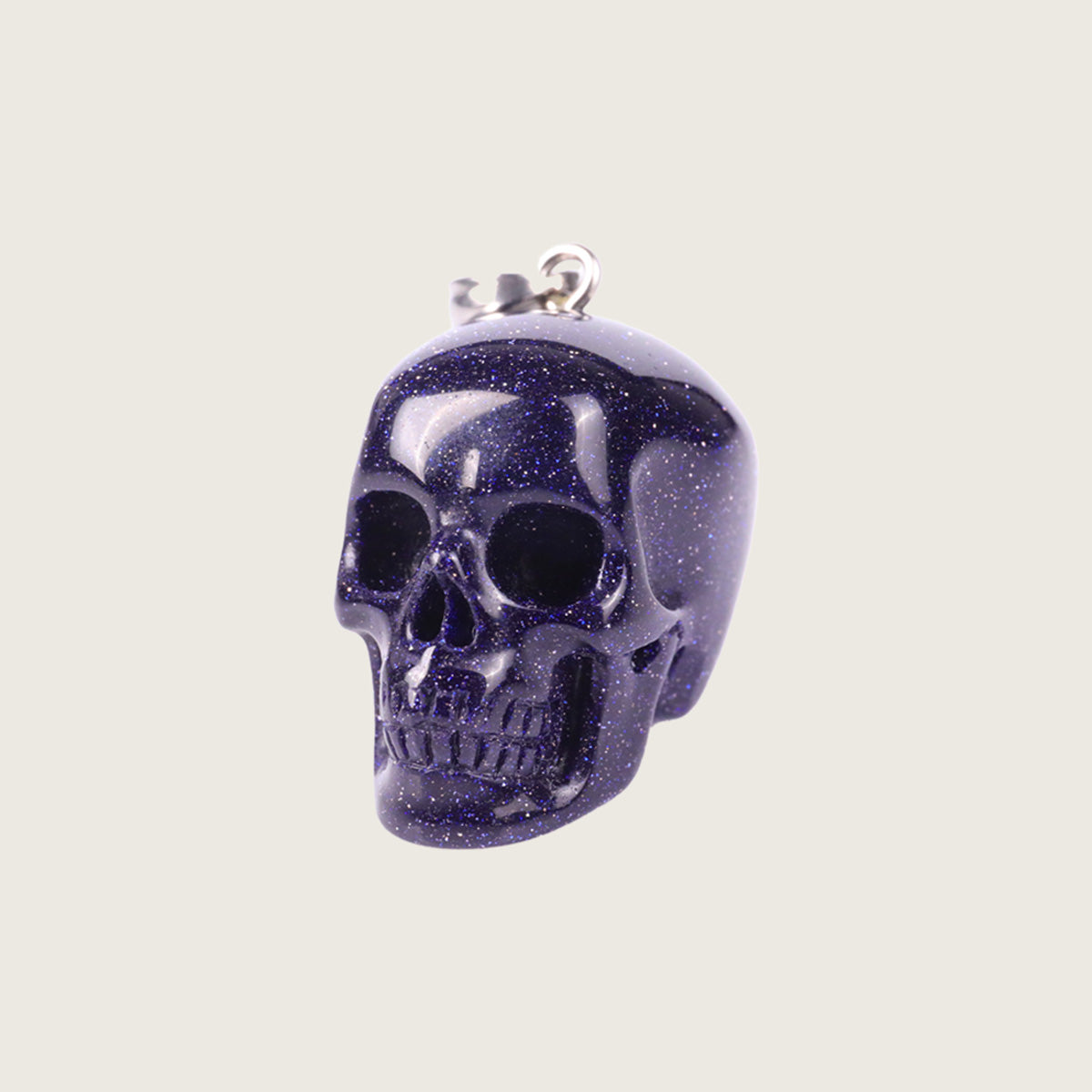 1.1" Blue Goldstone Skull Pendant Carving  #CSC0022