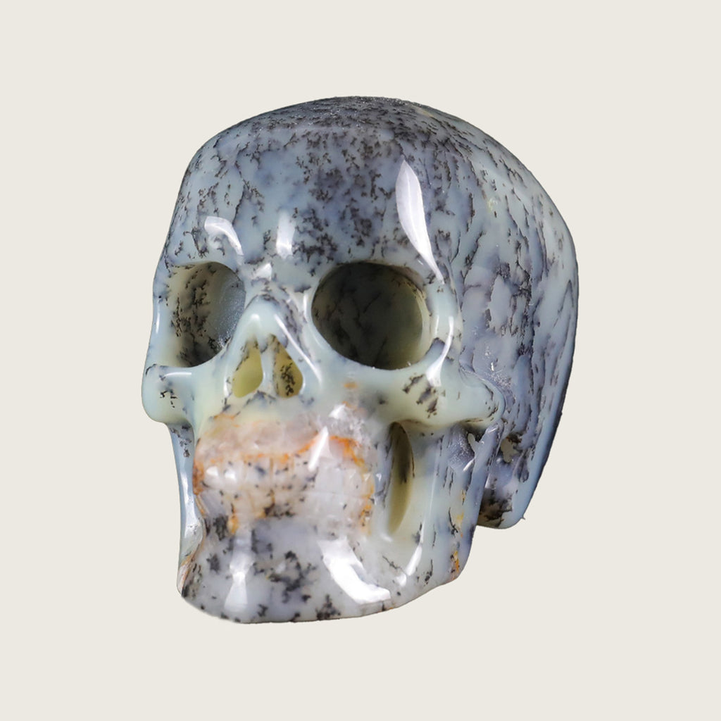 2.2" White Opal Human Skull Carving  #SKH22017