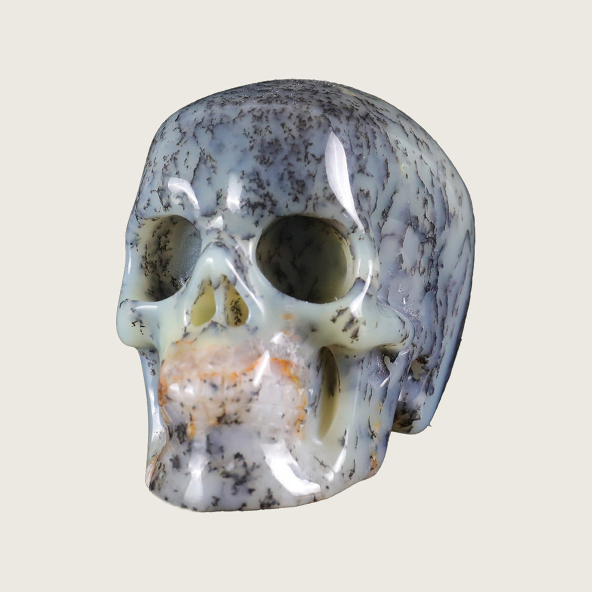 2.2" White Opal Human Skull Carving  #SKH22017