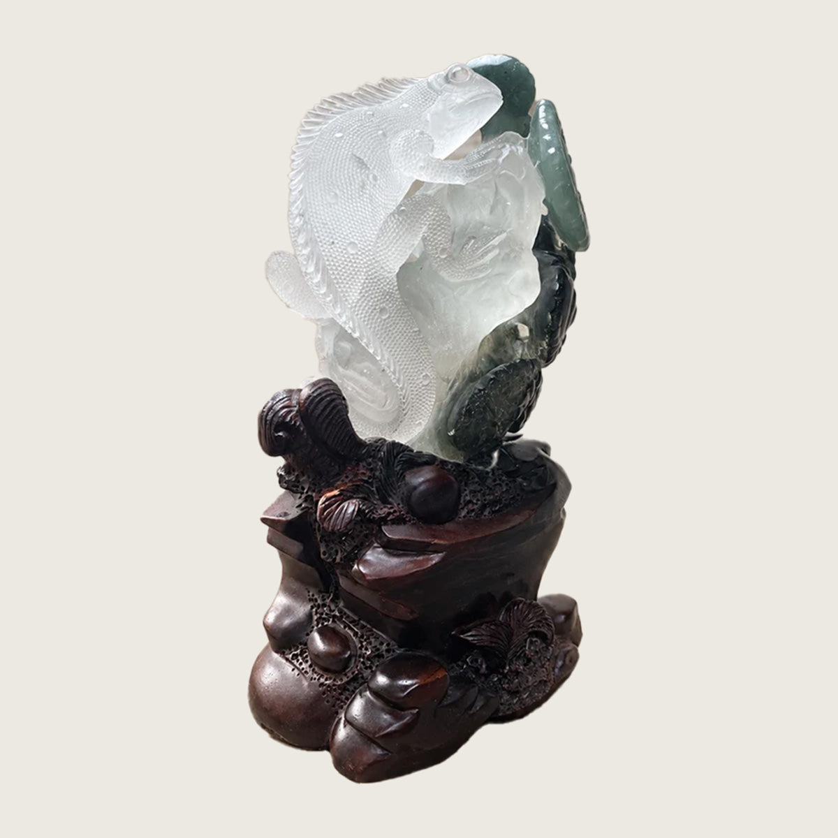 9.8" Phantom Quartz Crystal Lizard Carving  #CTC0044
