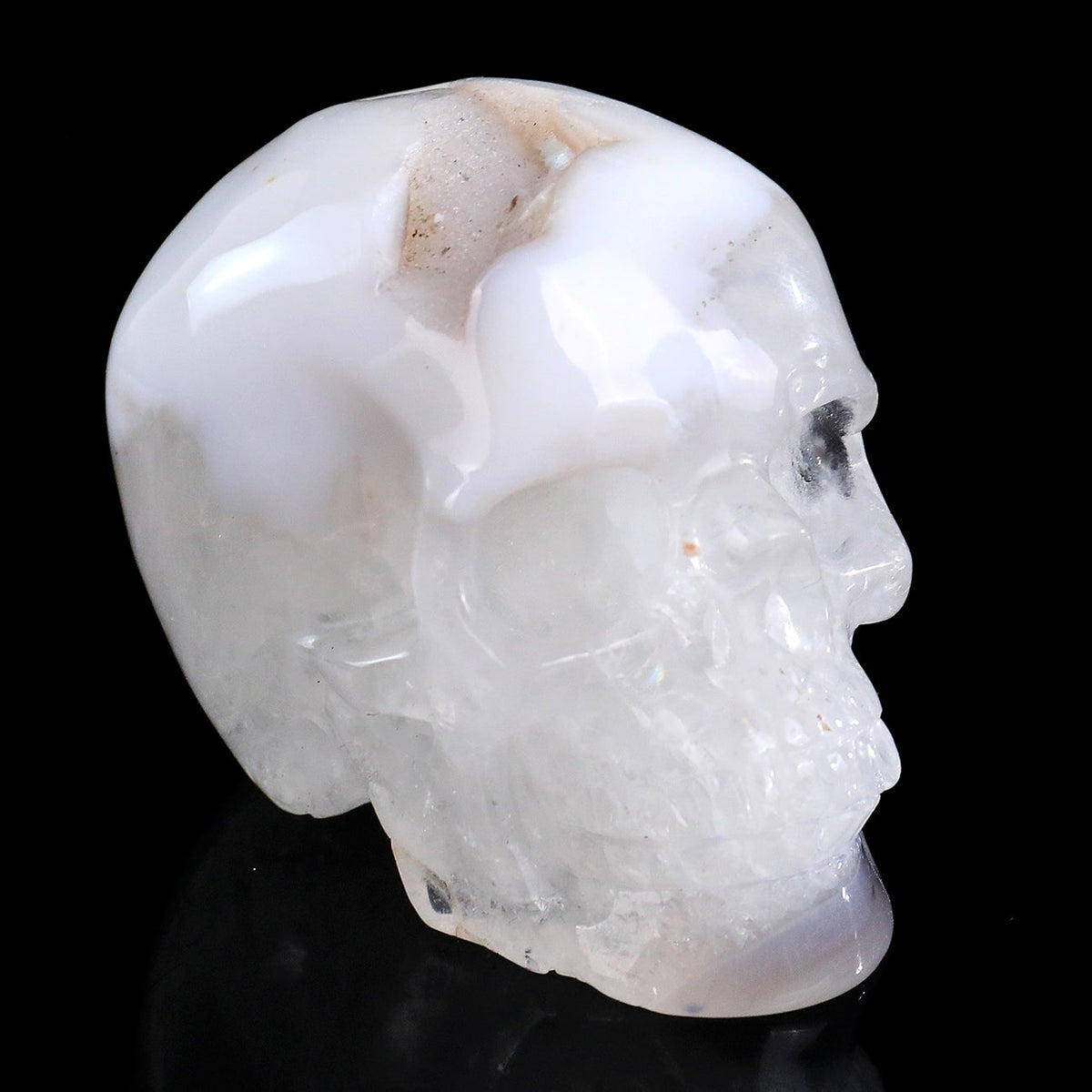 3.0" Geode Agate Crystal Skull Carving  #SKH30109