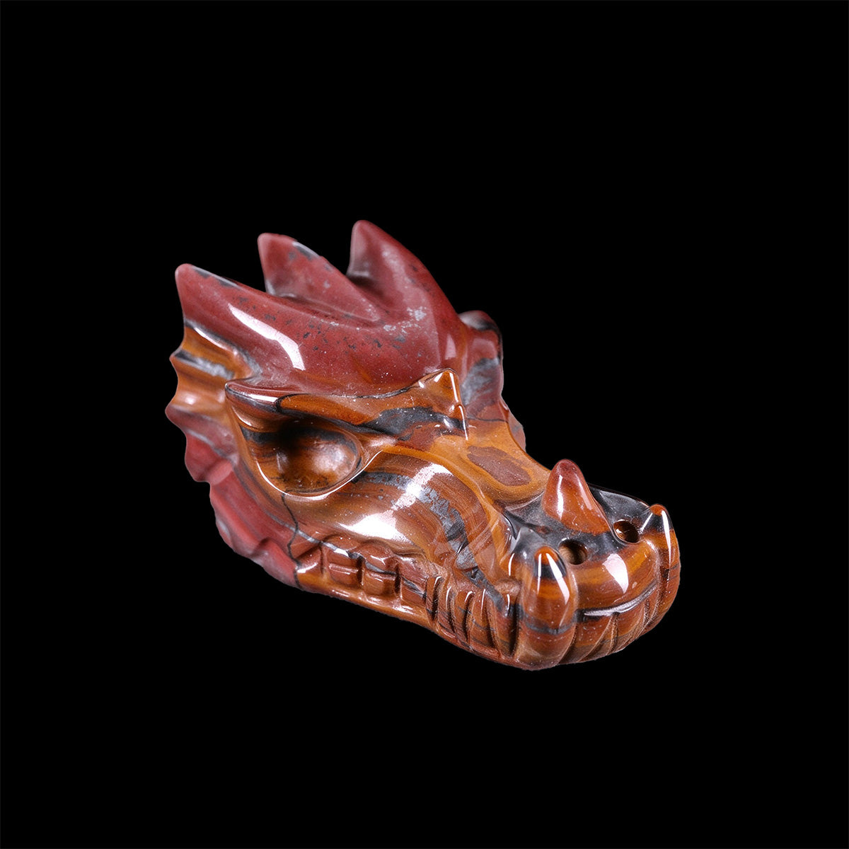 3.0" Tiger Iron Dragon Skull Carving  #CSC0048