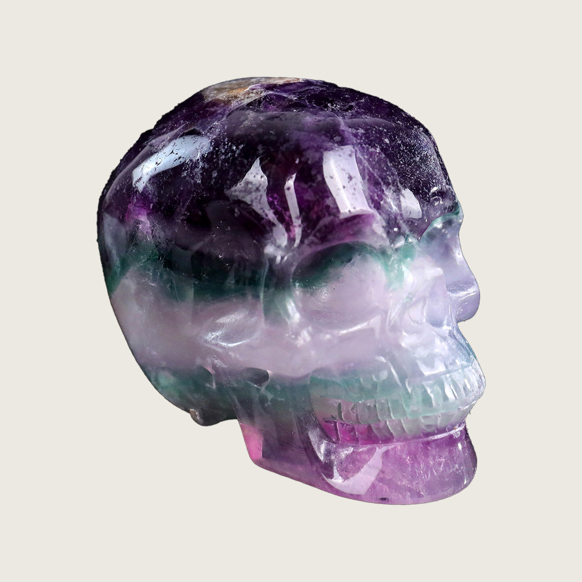 3.0" Colorful Fluorite Crystal Skull Carving  #SKHGF3001