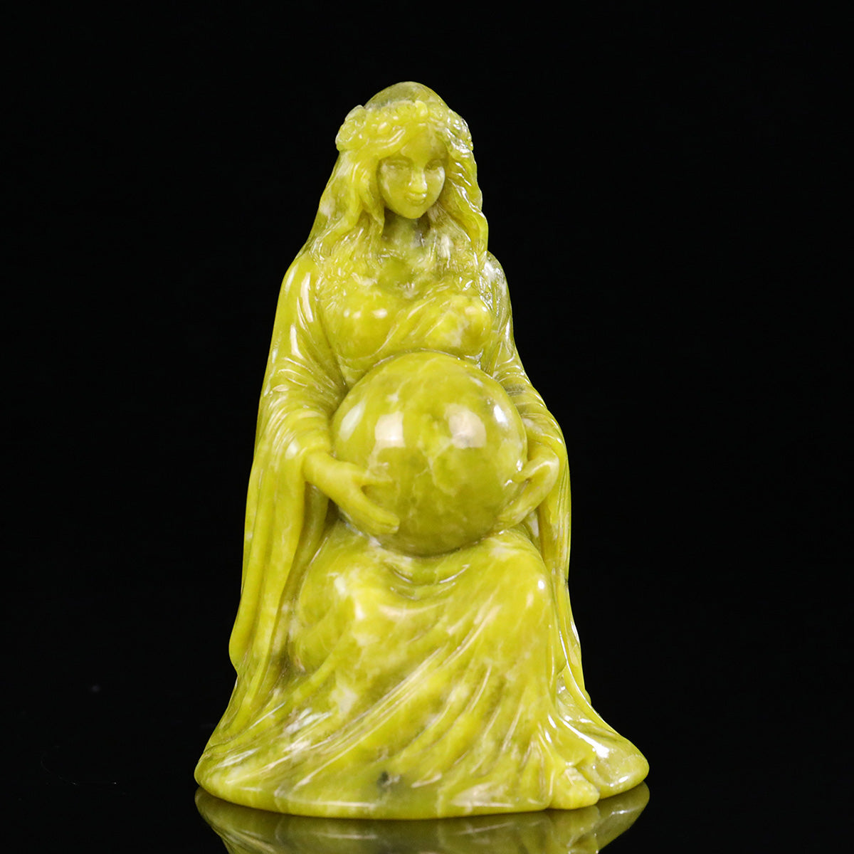 3.0" Xiuyan Jade Mother Earth Carving  #CTC0067