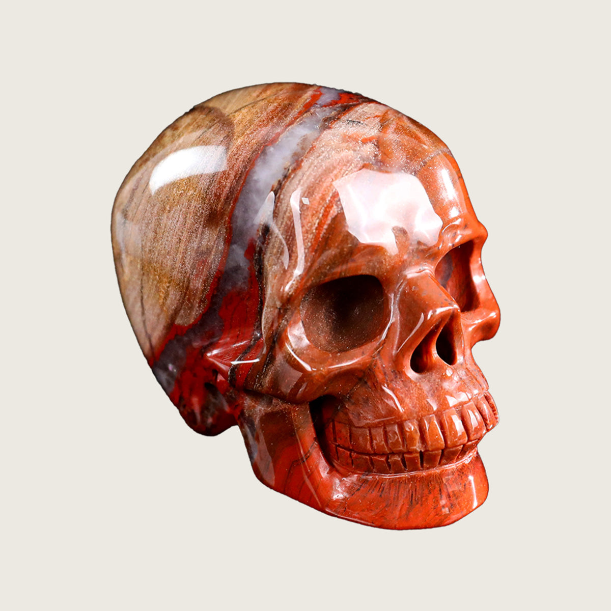 3.0" Red Jasper Human Skull Carving  #SKH30004