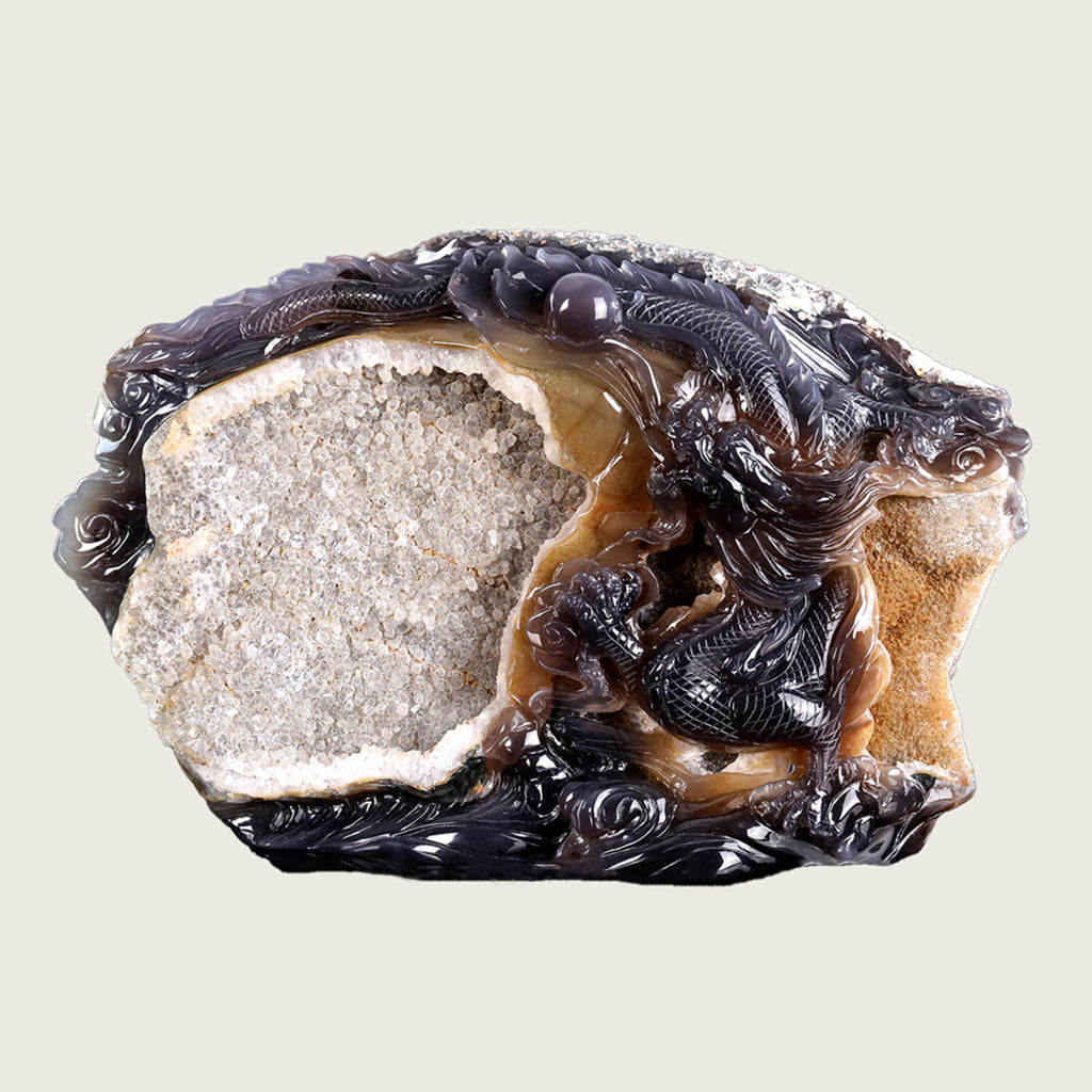 14.2" Druzy Agate Geode Carving  #GDC0005