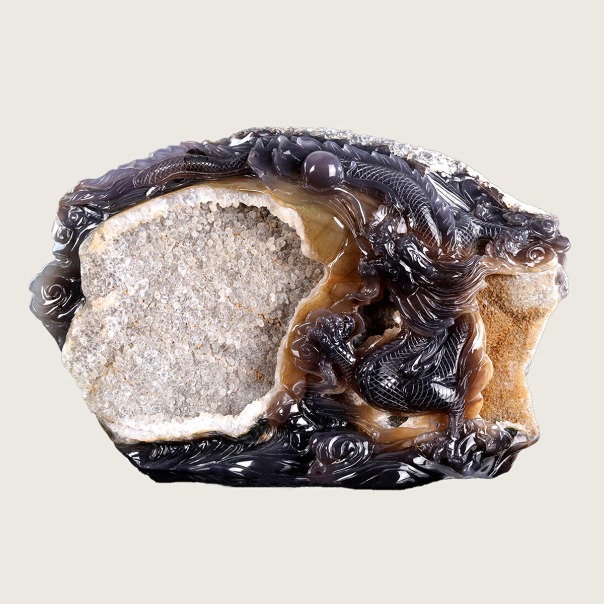 14.2" Druzy Agate Geode Carving  #GDC0005