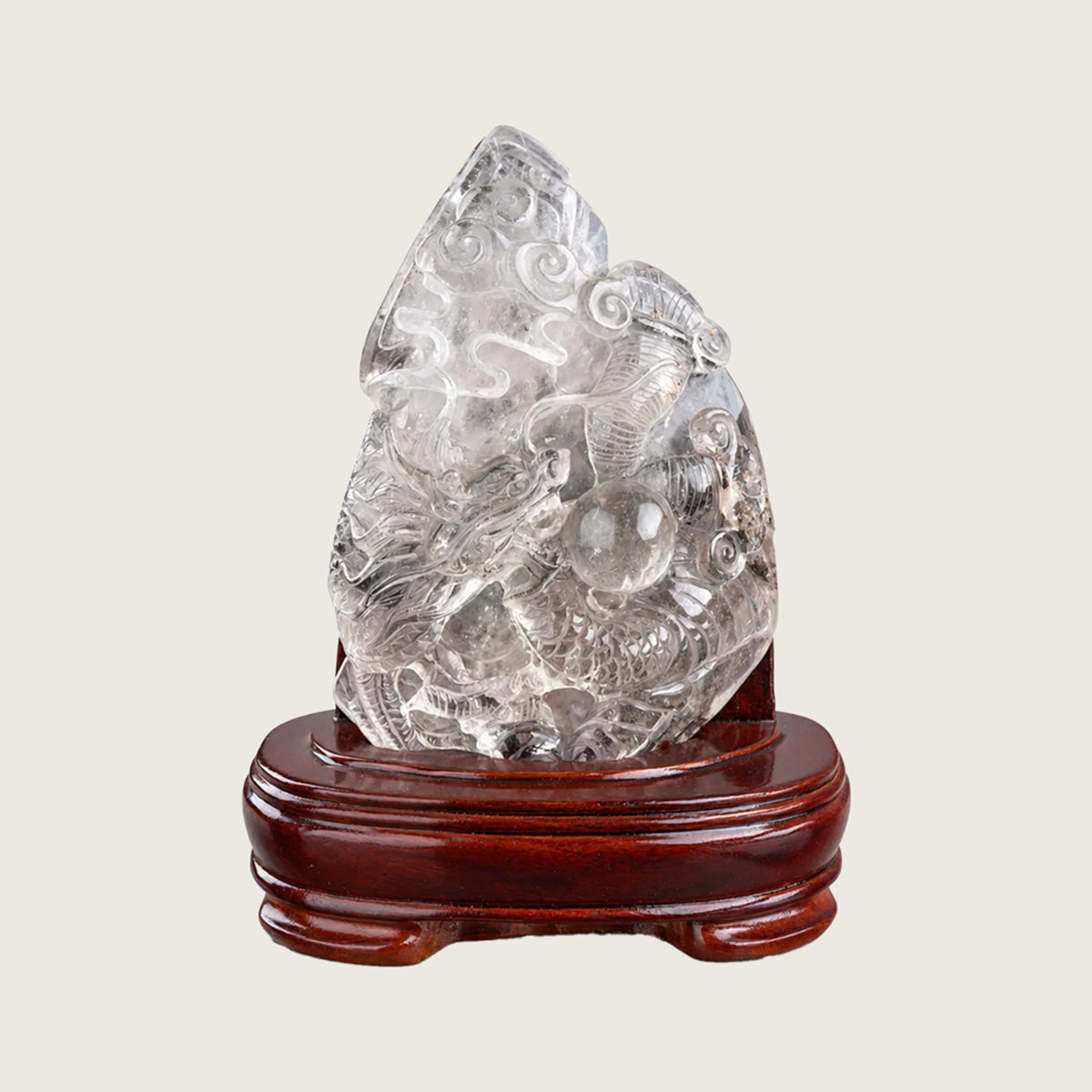 7.5" Phantom Quartz Crystal Dragon Carving  #CTC0068