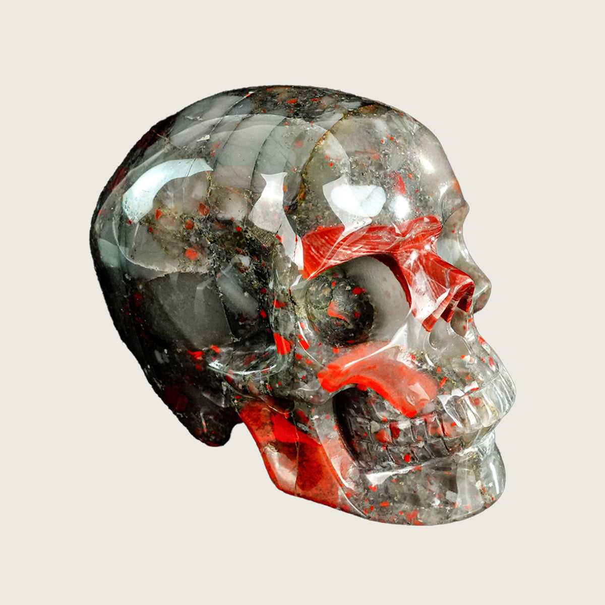 4.5" African Bloodstone Crystal Skull Carving  #SKH45021
