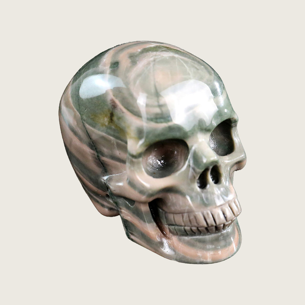 2.2" Nine Dragon Jade Human Skull Carving  #SKH22007