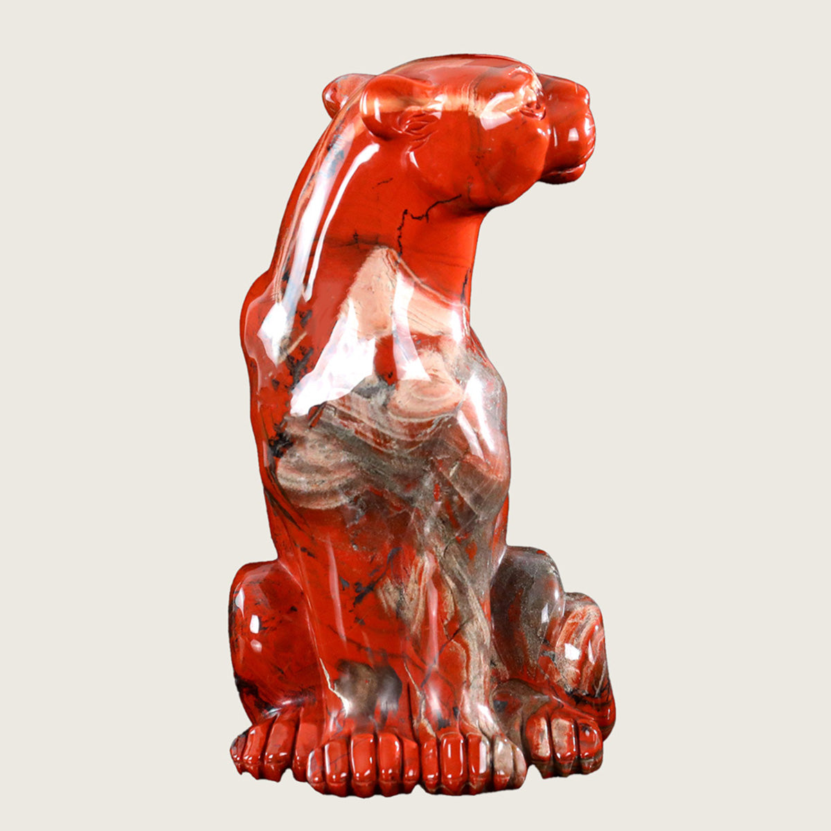5.0" Red Jasper Leopard Carving  #CTC0011