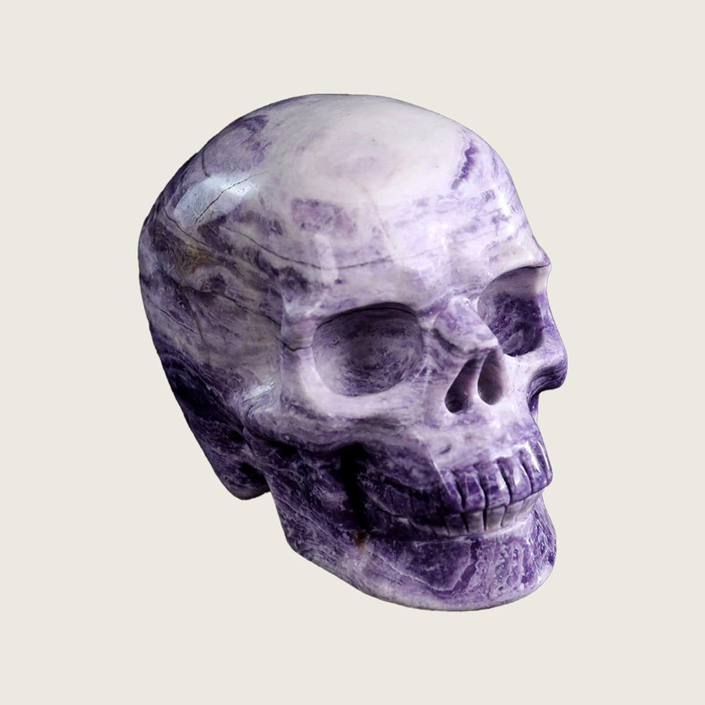 3.0" Purple Malachite Human Skull Carving  #SKH30008