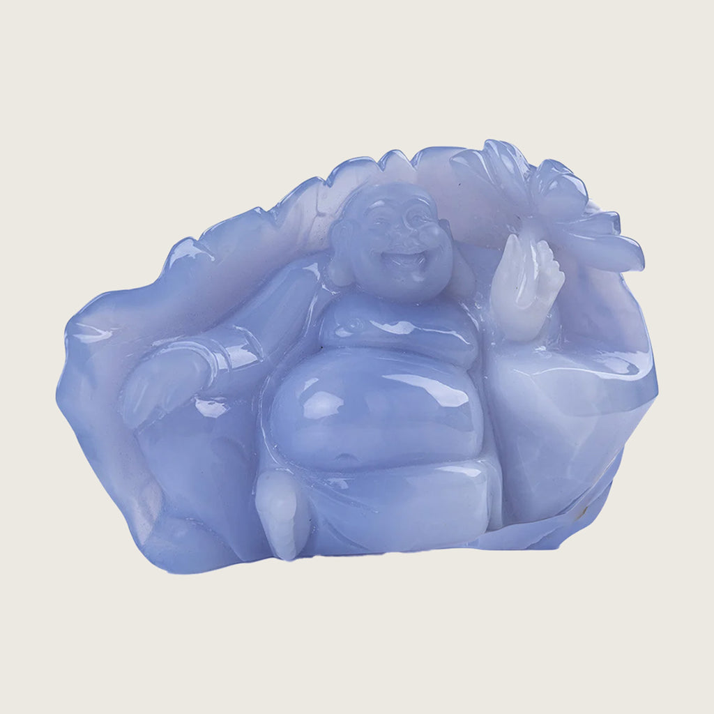 7.0" Blue Chalcedony Crystal Buddha Carving  #CTC0038