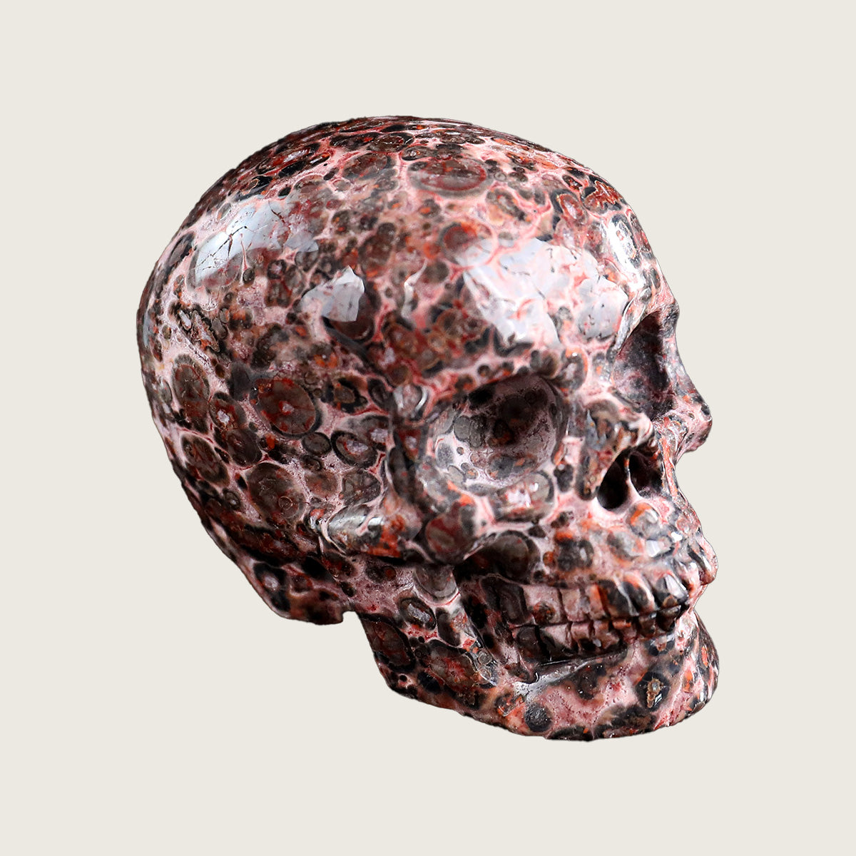 2.2" Leopard Skin Jasper Crystal Skull Carving  #SKHRLS2201