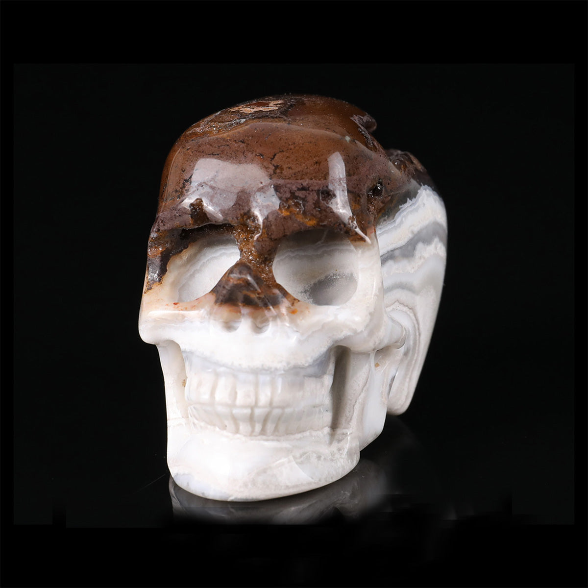 2.2" Red Lace Agate Crystal Skull Carving  #SKH22075