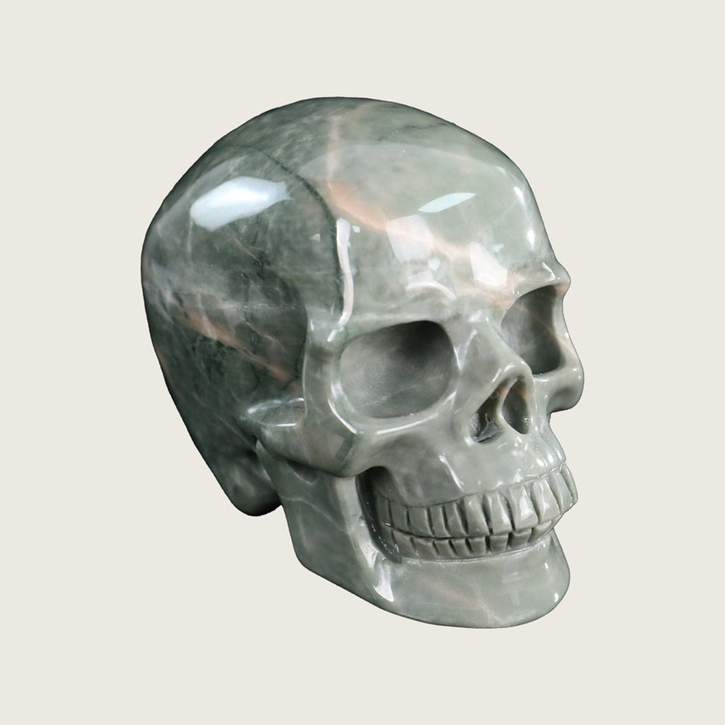 3.0" Nine Dragon Jade Crystal Skull Carving  #SKH30063