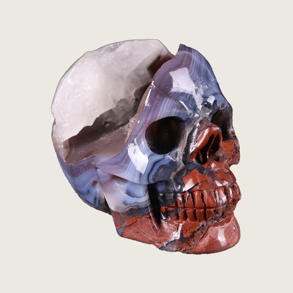 3.0" Volcanic Agate Human Skull Carving  #SKH30023