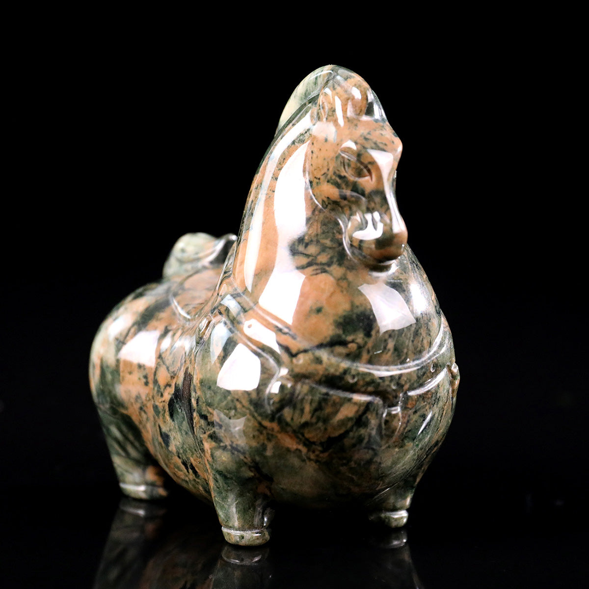 2.7" Jiulong Jade Tang Horse Carving  #CHA0027