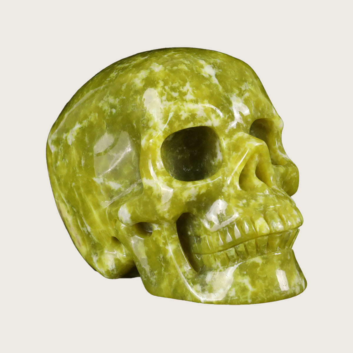 4.5" Xiuyan Jade Crystal Skull Carving  #SKH45014