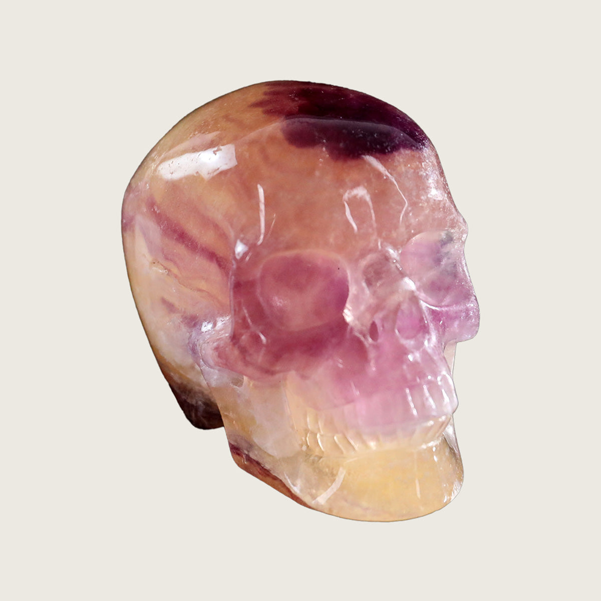 3.0" Fluorite Human Skull Carving  #SKH30011