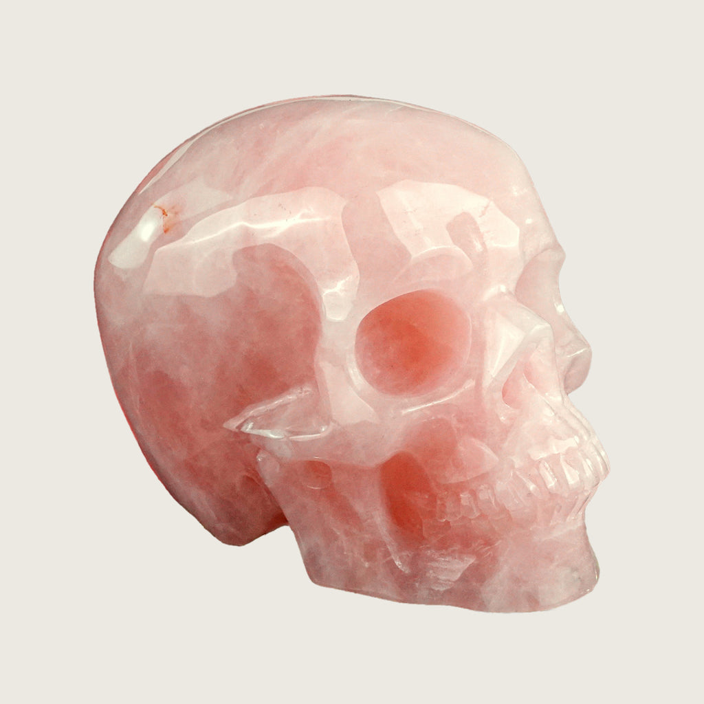 4.5" Rose Quartz Crystal Skull Carving  #SKHRQ4501