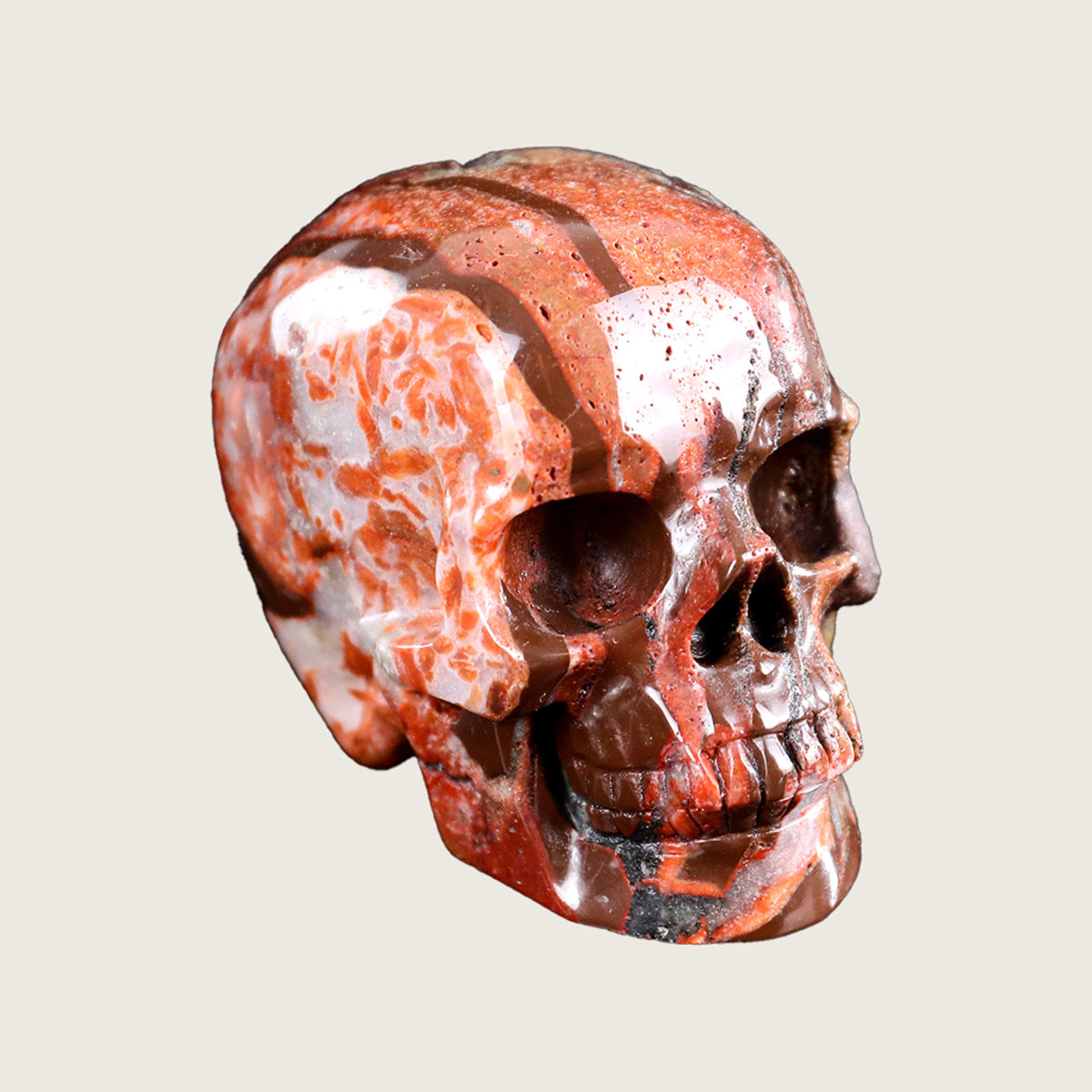 3.0" Red Crazy Lace Agate Crystal Skull Carving  #SKH30029