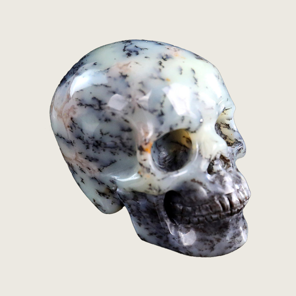 2.2" White Opal Crystal Skull Carving  #SKH22042