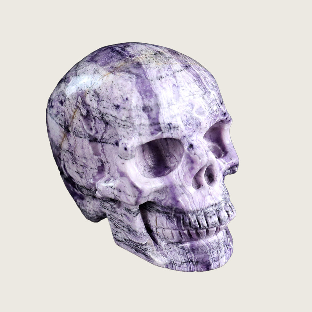 3.0" Purple Malachite Crystal Skull Carving  #SKH30030