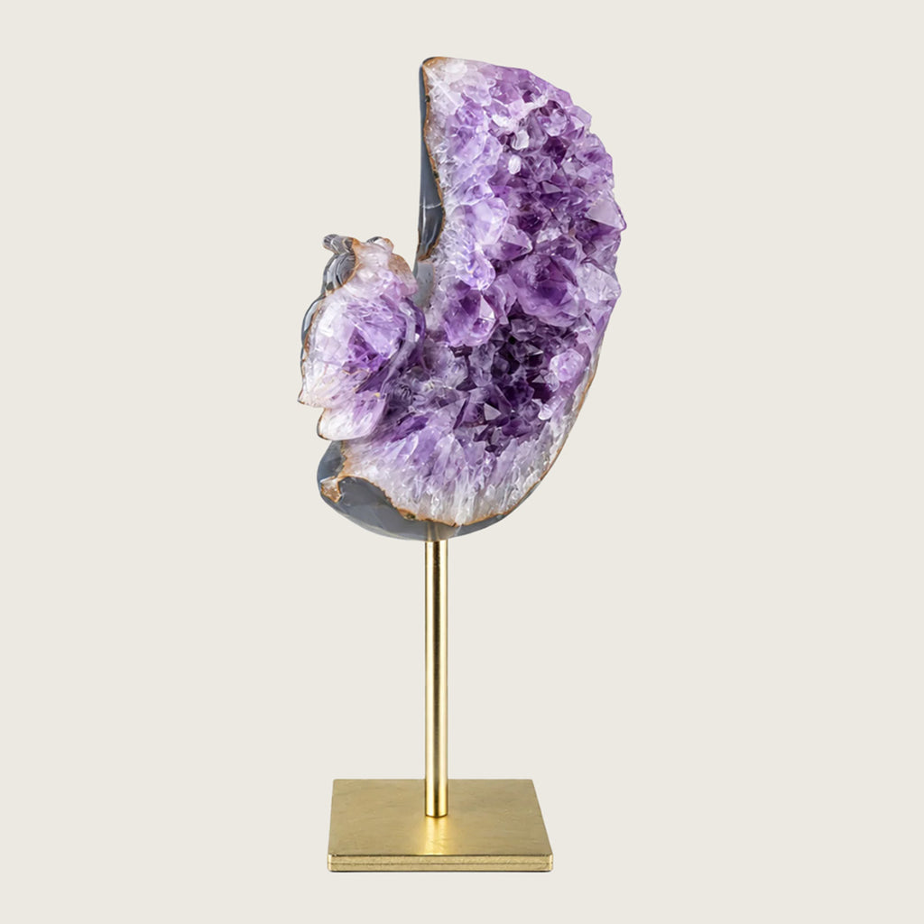 5.5"Amethyst Druse Agate Owl Carving  #GDC0021