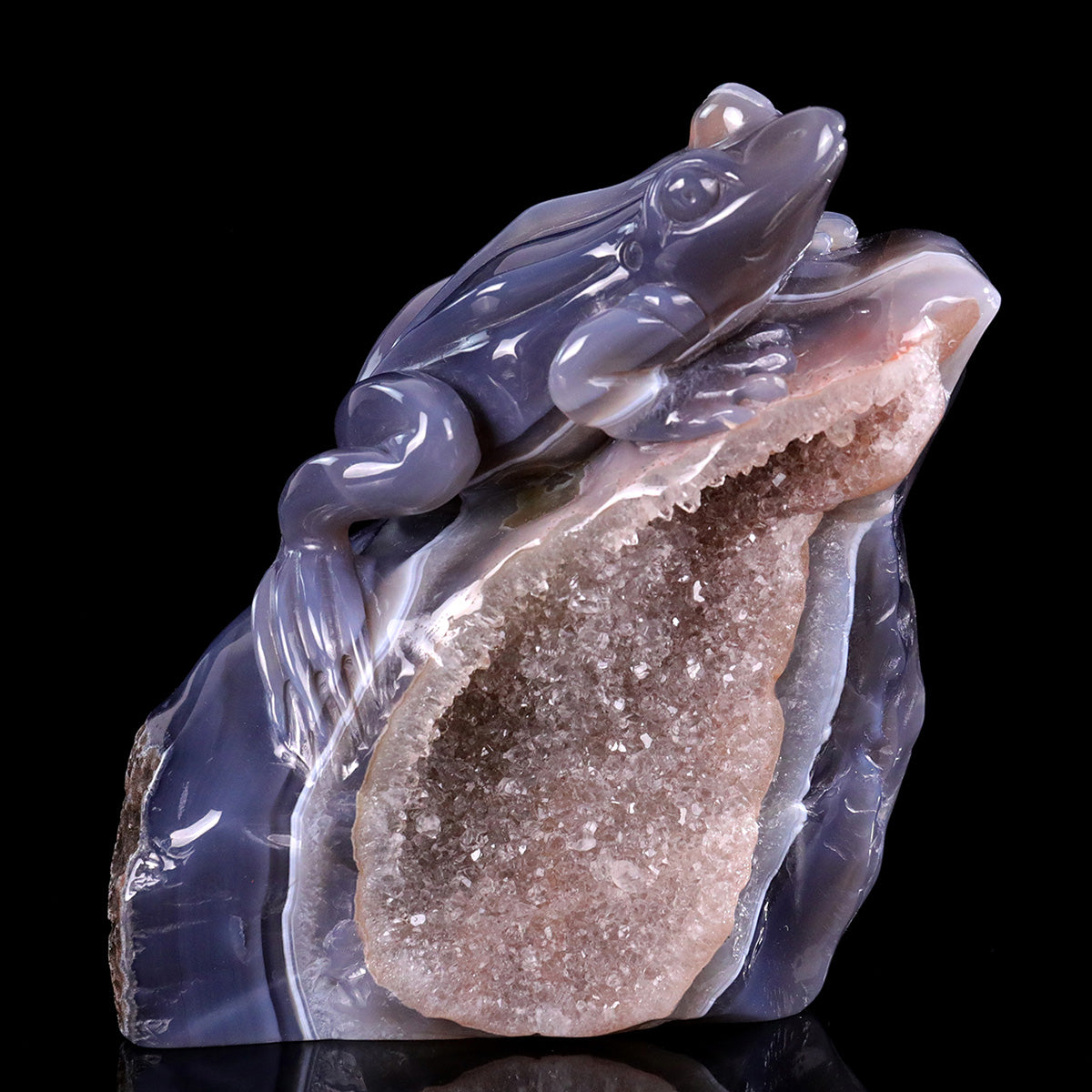 4.2"Quartz Cluster Agate Frog Carving  #GDC0023