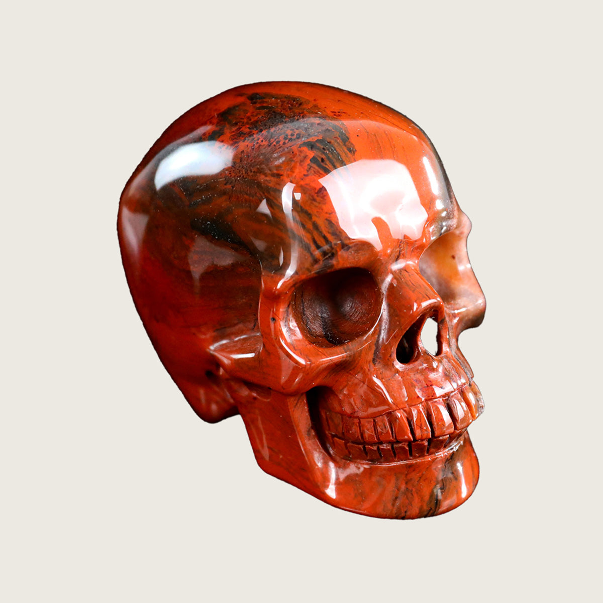 3.0" Red Jasper Human Skull Carving  #SKH30005