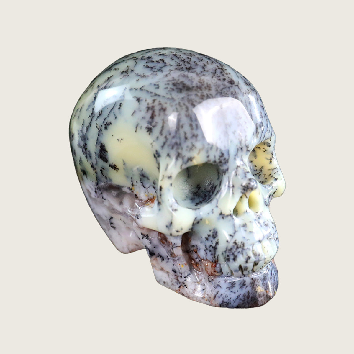 2.2" White Opal Human Skull Carving  #SKH22008