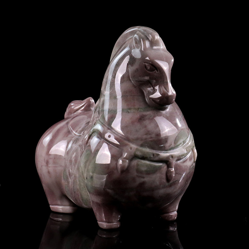 3.0" Jiulong Jade Tang Horse Carving  #CHA0024