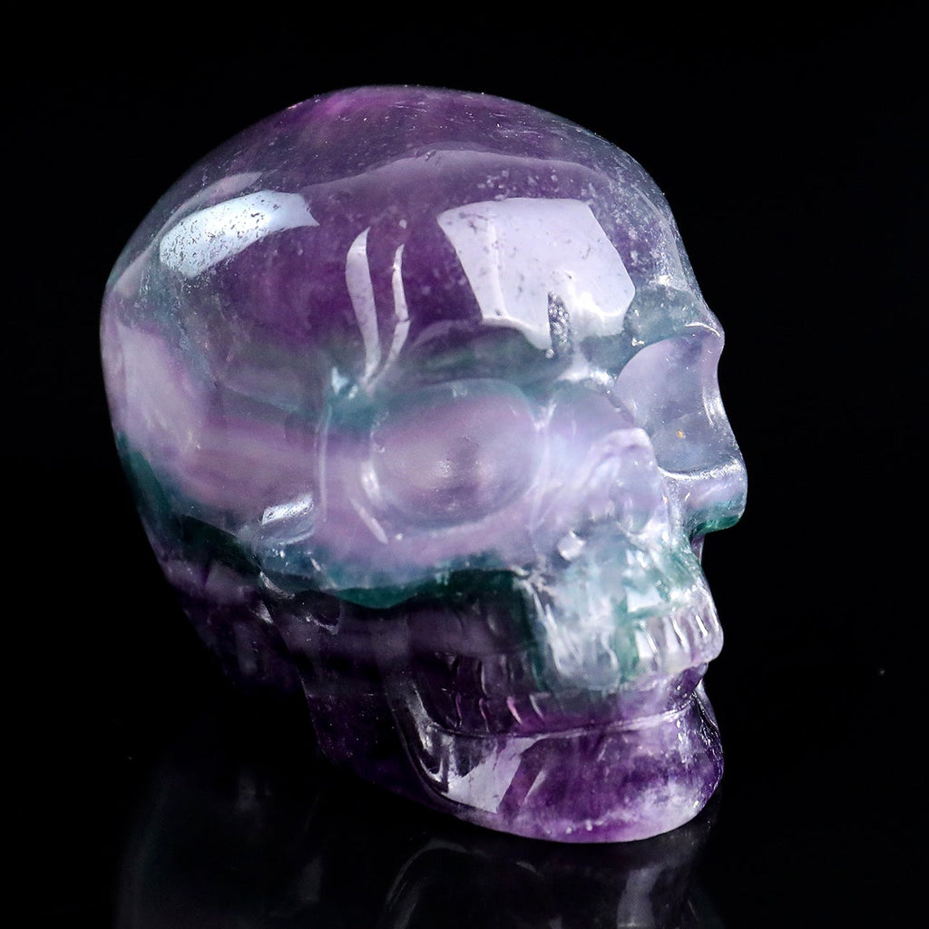 3.0" Colorful Fluorite Crystal Skull Carving  #SKH30110