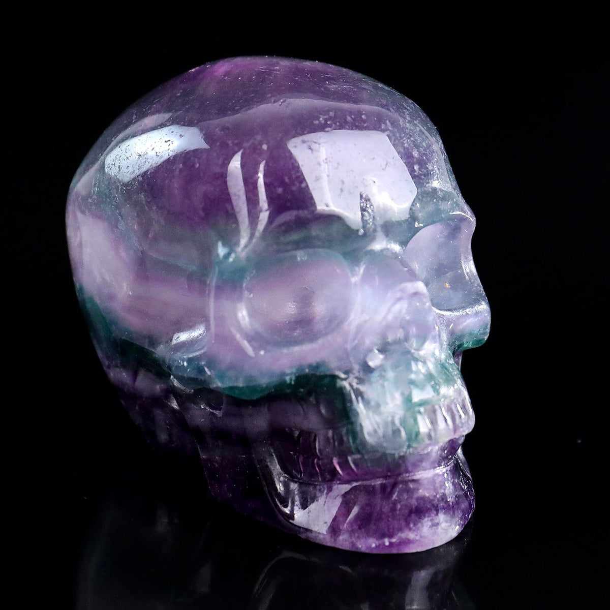 3.0" Colorful Fluorite Crystal Skull Carving  #SKH30110