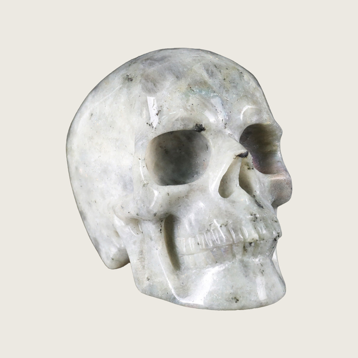 4.5" White Labradorite Crystal Skull Carving  #SKH45010