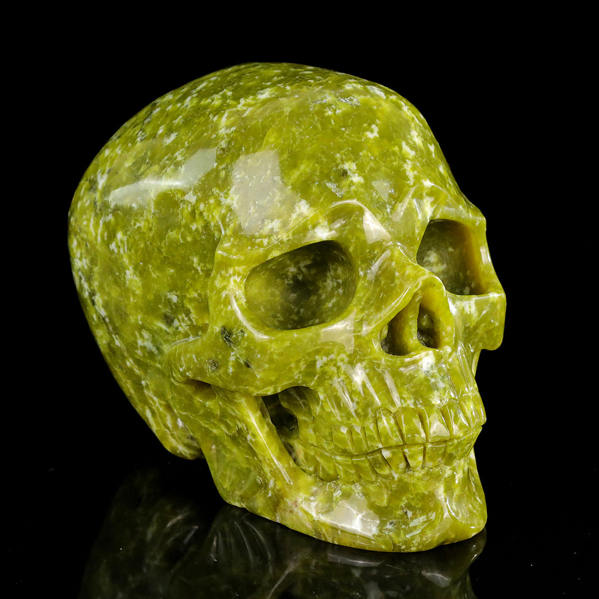 8.0" Serpentine Jade Crystal Skull Carving  #SCS0025