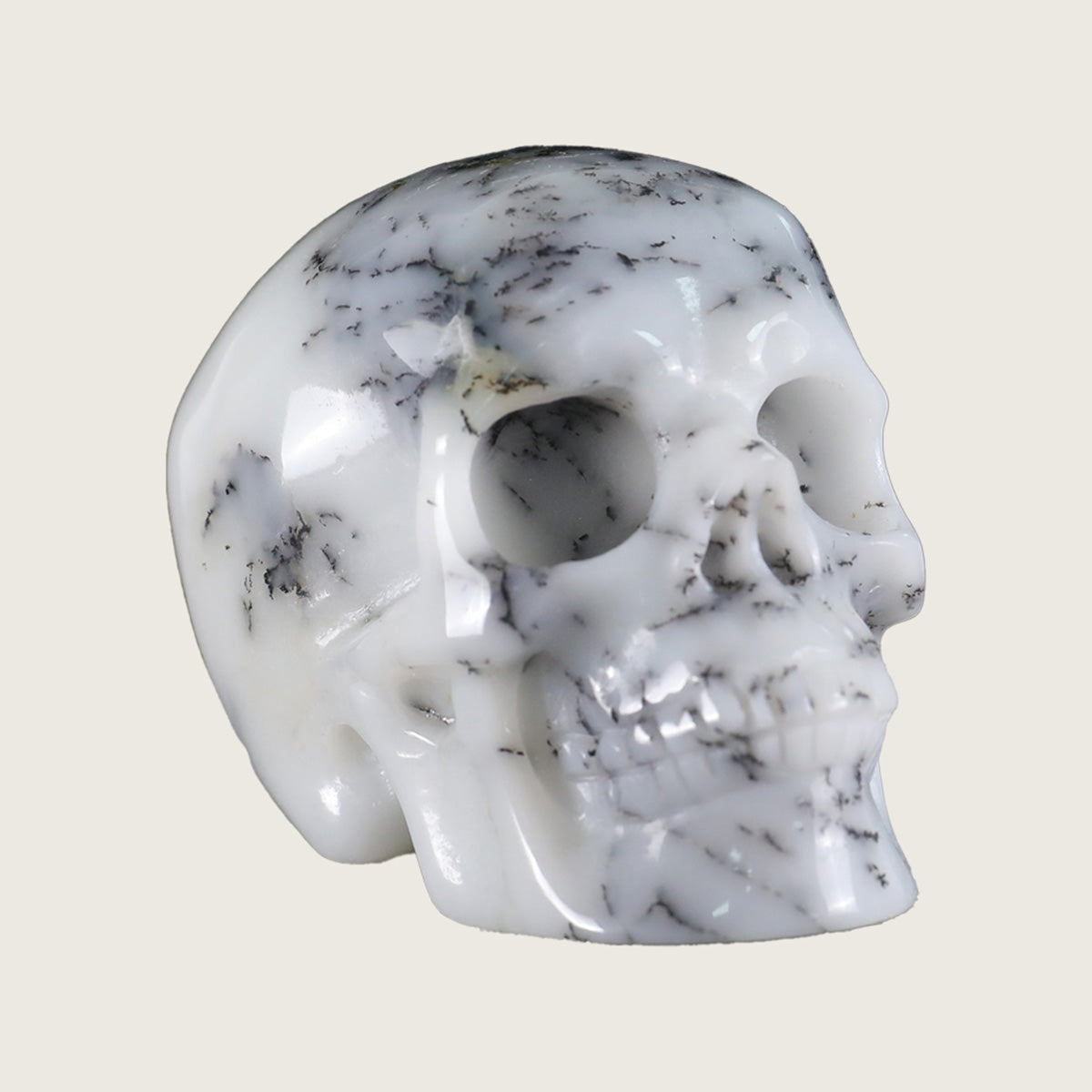 2.2" White Opal Crystal Skull Carving  #SKH22047