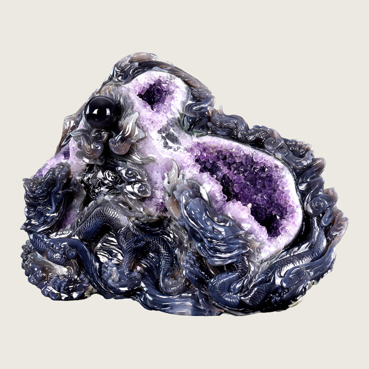 13.0" Druzy Agate Geode Carving  #GDC0004