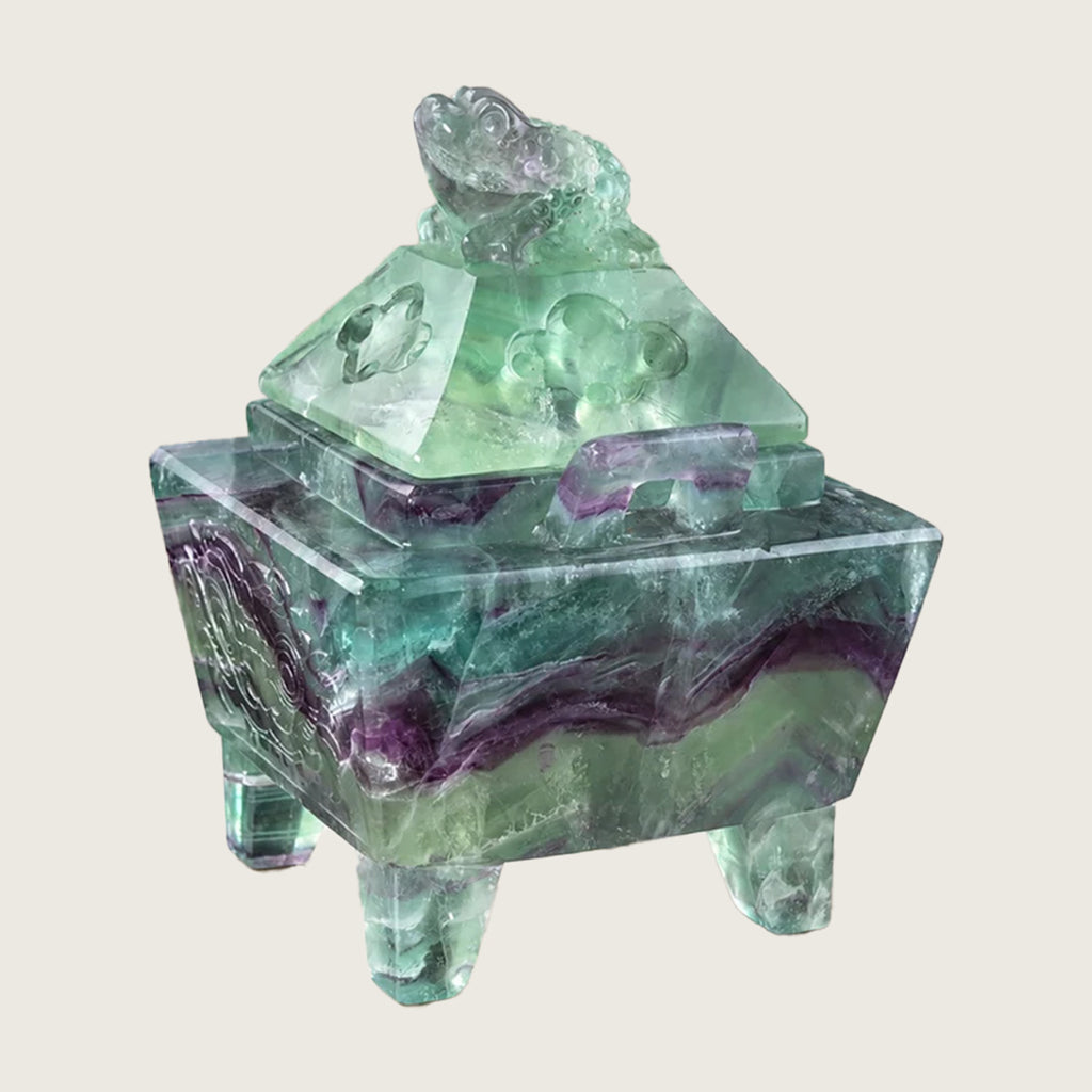 4.3" Fluorite Crystal Censer Carving  #CTC0046