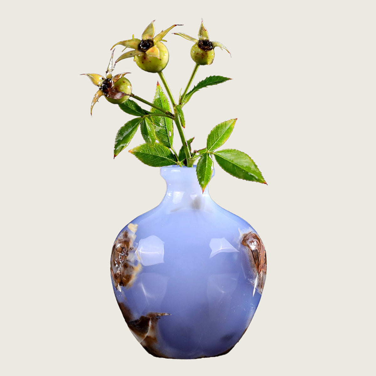 2.9" Blue Chalcedony Vase Carving  #CHA0001