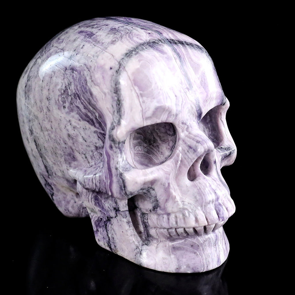 3.0" Purple Malachite Crystal Skull Carving  #SKH30100