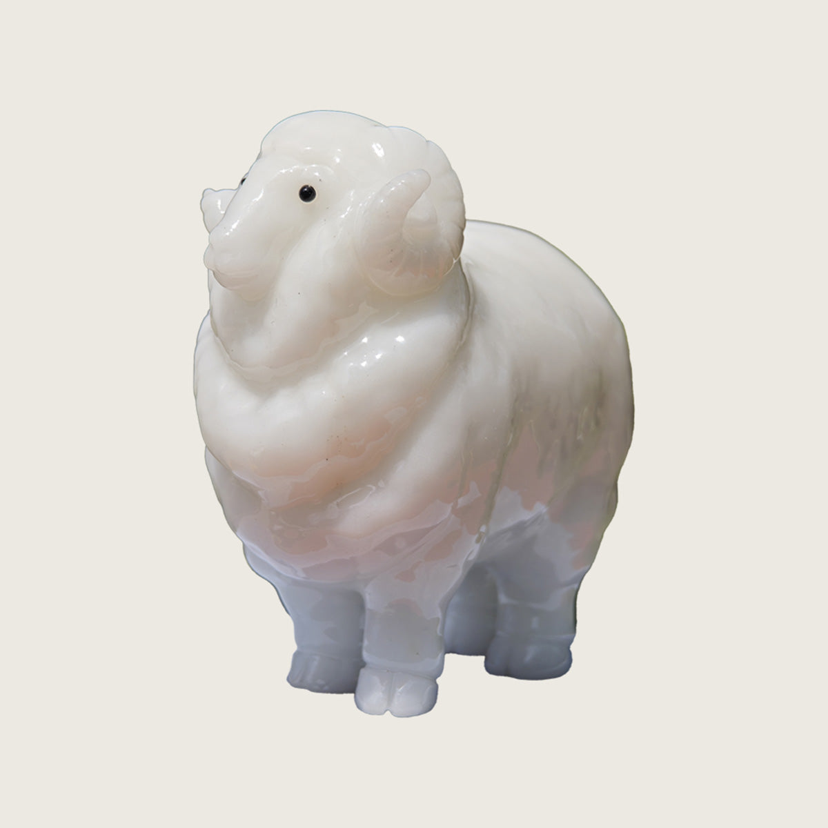 3.5" White Jade Sheep Carving  #CHA0016