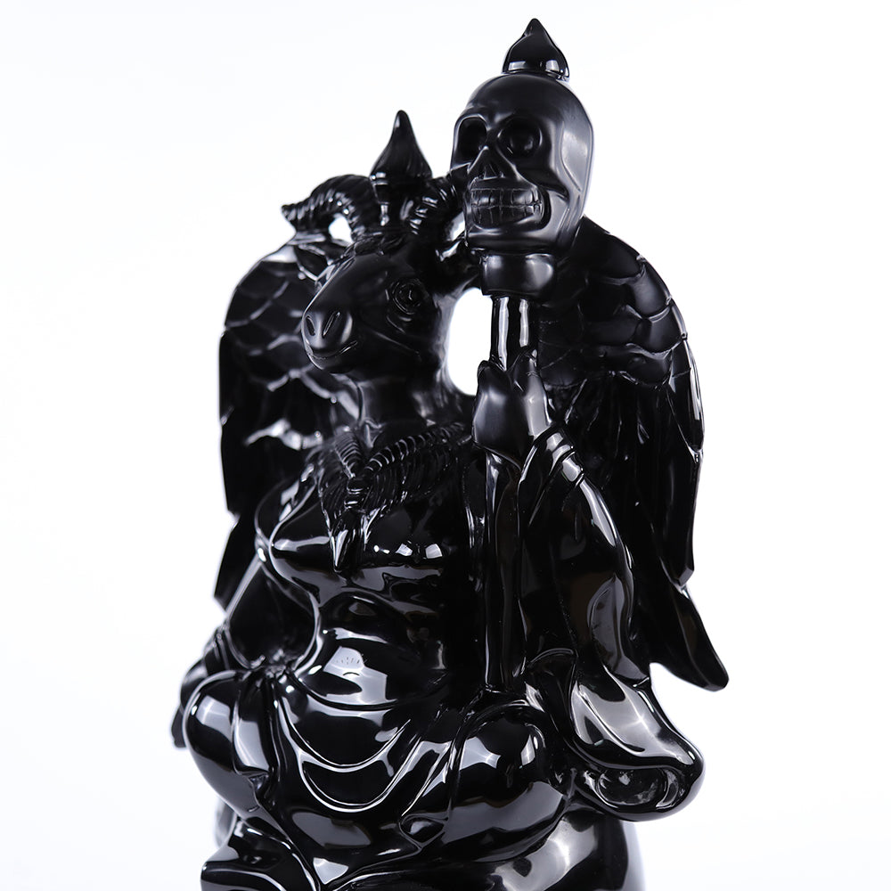 8.7" Obsidian Ghost King Carving - Unique Piece #3100001