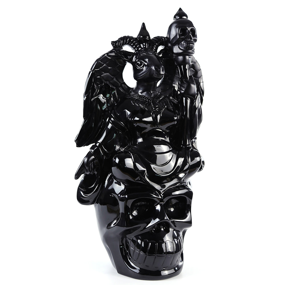 8.7" Obsidian Ghost King Carving - Unique Piece #3100001